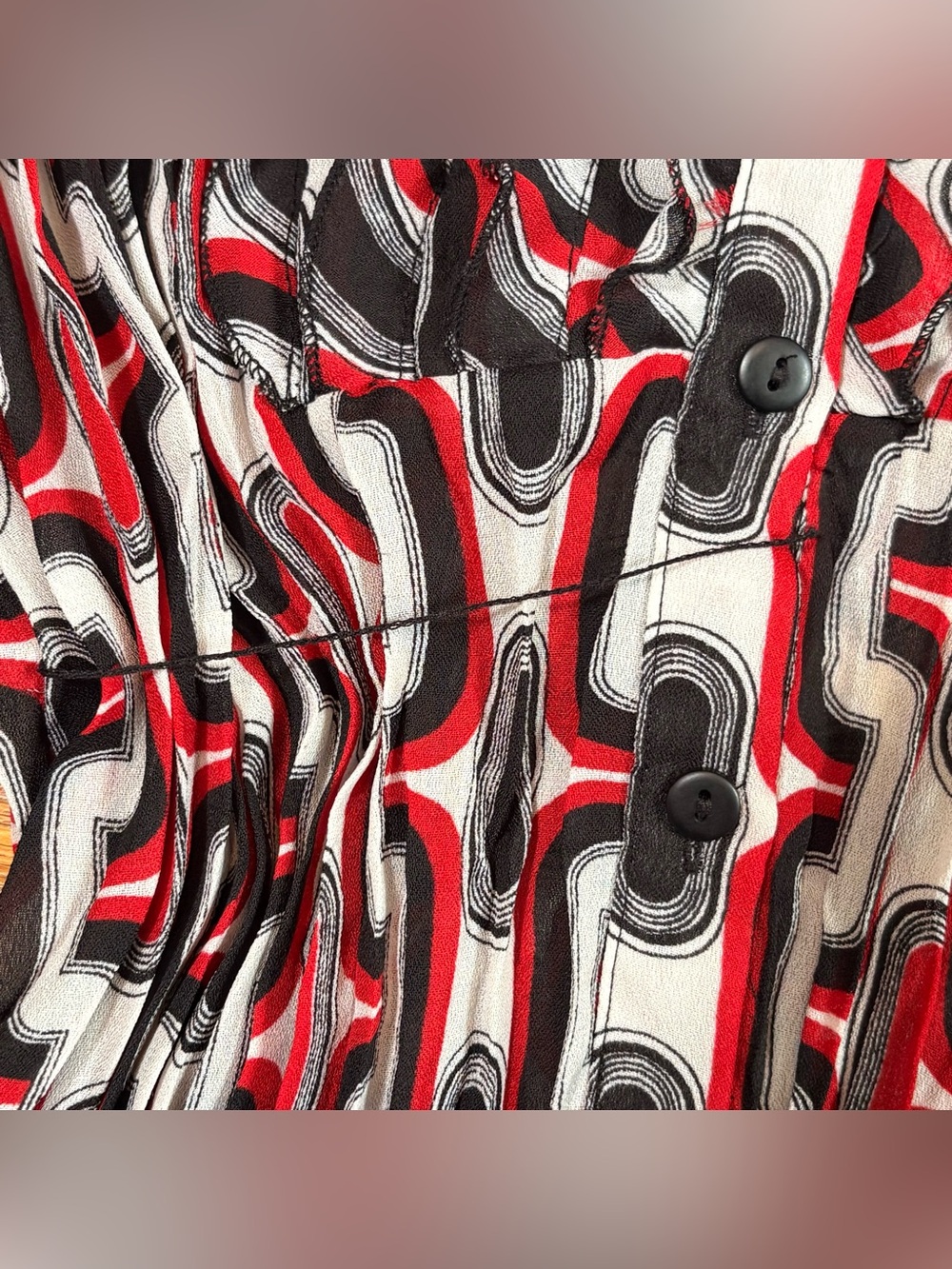 Worthington Retro Abstract Ruffle Blouse - Picture 8 of 8